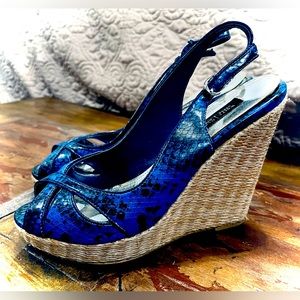 Blue Wedge Sandals